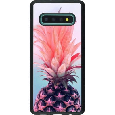 Coque Samsung Galaxy S10+ - Silicone rigide noir Purple Pink Pineapple