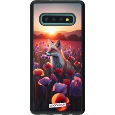 Coque Samsung Galaxy S10+ - Silicone rigide noir Renard pourpre au crépuscule