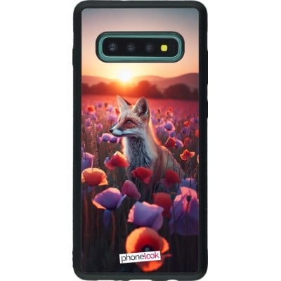 Coque Samsung Galaxy S10+ - Silicone rigide noir Renard pourpre au crépuscule