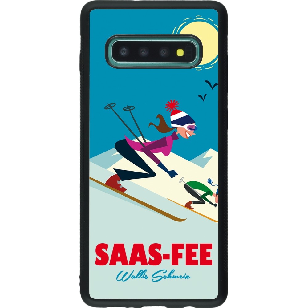 Coque Samsung Galaxy S10+ - Silicone rigide noir Saas-Fee Ski Downhill