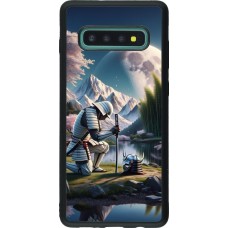 Coque Samsung Galaxy S10+ - Silicone rigide noir Samurai Katana Lune