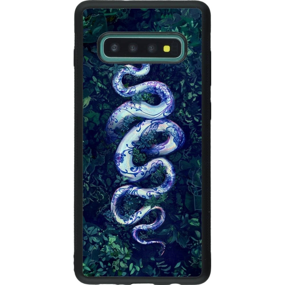 Coque Samsung Galaxy S10+ - Silicone rigide noir Serpent Blue Anaconda