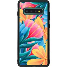 Coque Samsung Galaxy S10+ - Silicone rigide noir Spring 23 colorful flowers