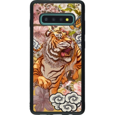 Coque Samsung Galaxy S10+ - Silicone rigide noir Spring 23 japanese tiger