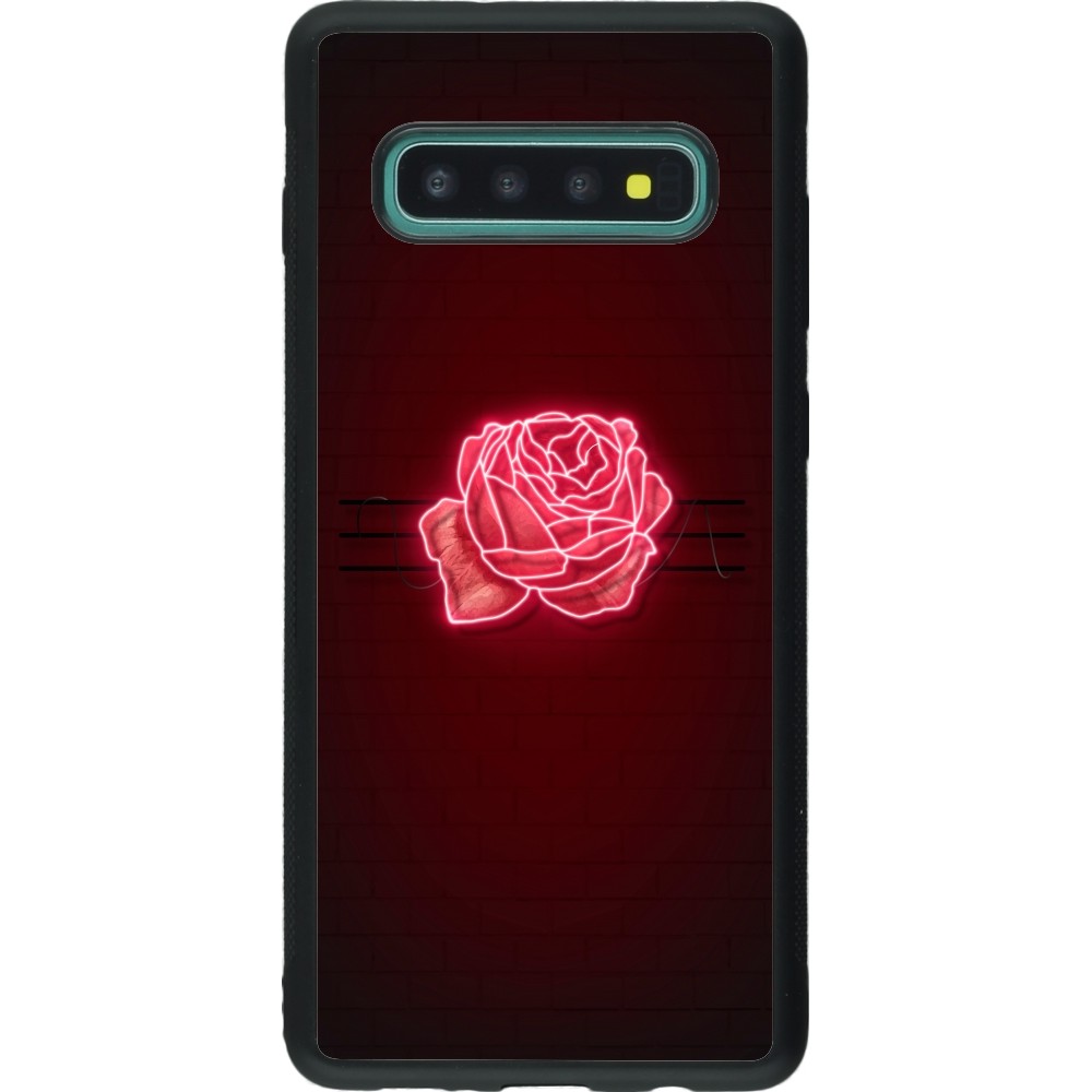 Coque Samsung Galaxy S10+ - Silicone rigide noir Spring 23 neon rose