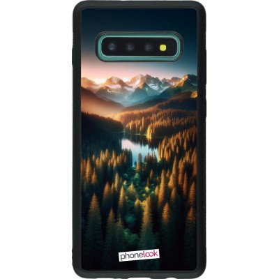 Coque Samsung Galaxy S10+ - Silicone rigide noir Sunset Forest Lake