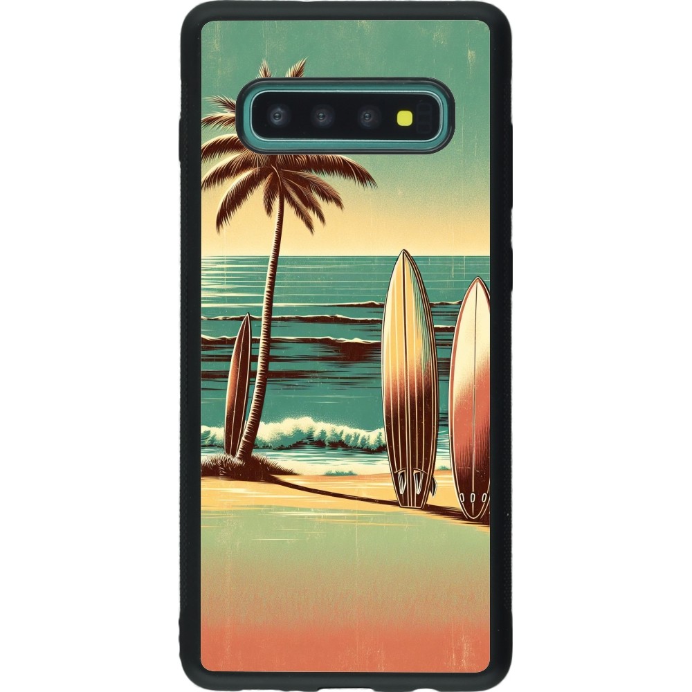 Coque Samsung Galaxy S10+ - Silicone rigide noir Surf Paradise