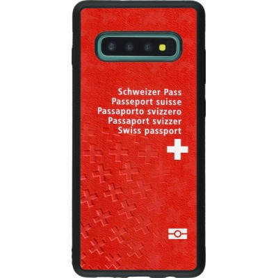 Coque Samsung Galaxy S10+ - Silicone rigide noir Swiss Passport