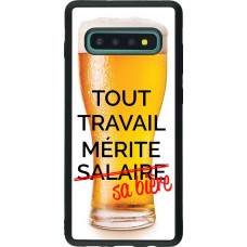 Coque Samsung Galaxy S10+ - Silicone rigide noir Tout travail mérite sa bière