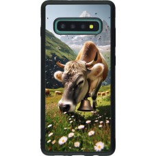 Coque Samsung Galaxy S10+ - Silicone rigide noir Vache montagne Valais