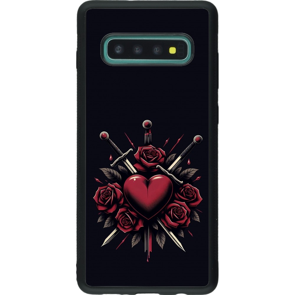 Coque Samsung Galaxy S10+ - Silicone rigide noir Valentine 2024 gothic love