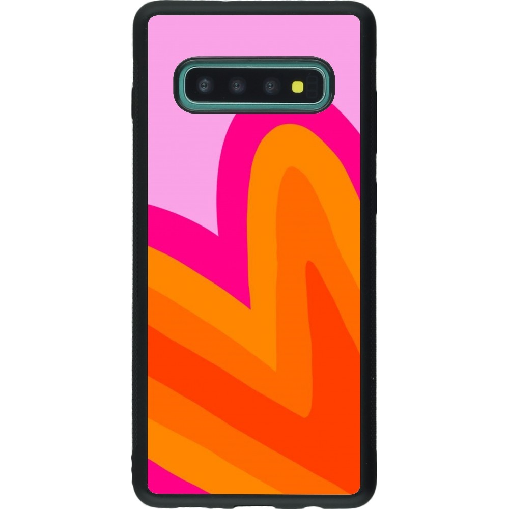 Coque Samsung Galaxy S10+ - Silicone rigide noir Valentine 2024 heart gradient