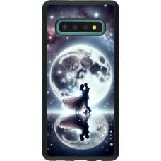 Coque Samsung Galaxy S10+ - Silicone rigide noir Valentine 2024 Love under the moon