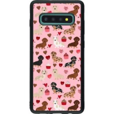 Coque Samsung Galaxy S10+ - Silicone rigide noir Valentine 2024 puppy love