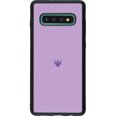 Coque Samsung Galaxy S10+ - Silicone rigide noir Valentine 2023 purpule single heart