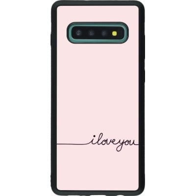 Coque Samsung Galaxy S10+ - Silicone rigide noir Valentine 2023 i love you writing