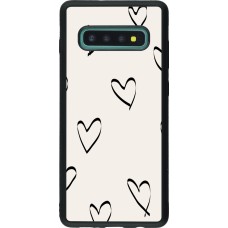 Coque Samsung Galaxy S10+ - Silicone rigide noir Valentine 2023 minimalist hearts