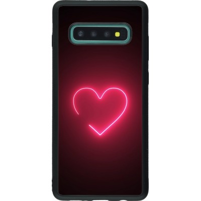 Coque Samsung Galaxy S10+ - Silicone rigide noir Valentine 2023 single neon heart