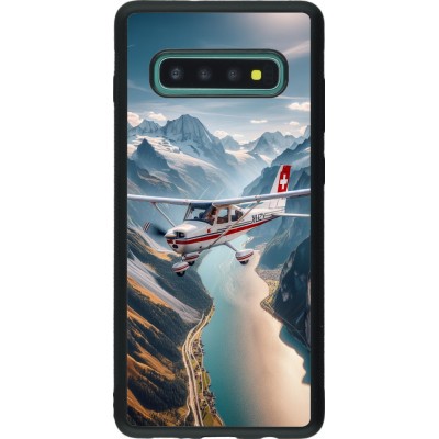 Coque Samsung Galaxy S10+ - Silicone rigide noir Vol Alpin Suisse