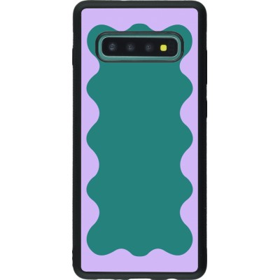 Coque Samsung Galaxy S10+ - Silicone rigide noir Wavy Rectangle Green Purple