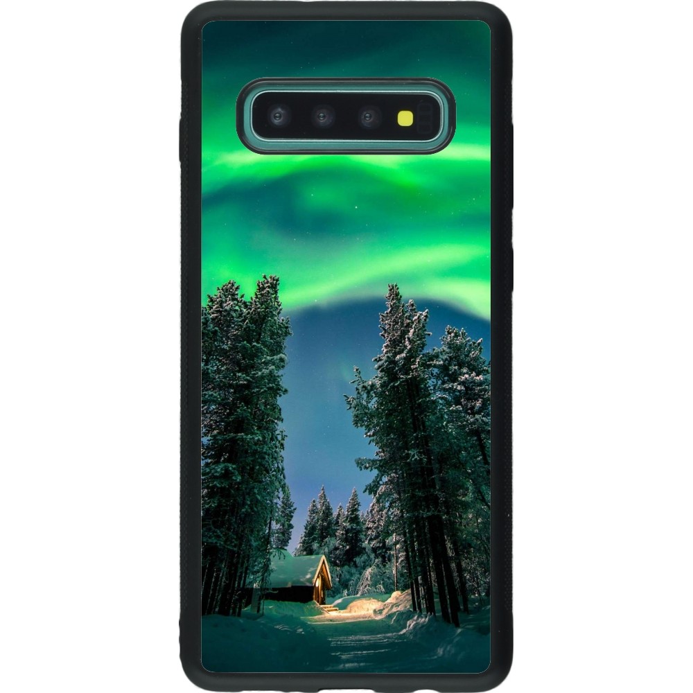 Coque Samsung Galaxy S10+ - Silicone rigide noir Winter 22 Northern Lights