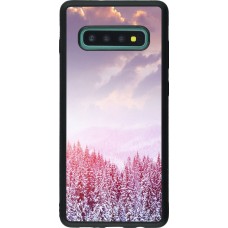 Coque Samsung Galaxy S10+ - Silicone rigide noir Winter 22 Pink Forest