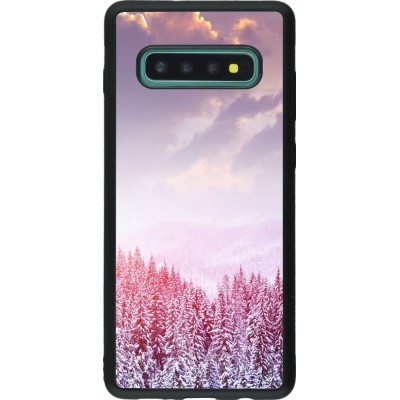 Coque Samsung Galaxy S10+ - Silicone rigide noir Winter 22 Pink Forest