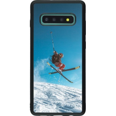 Coque Samsung Galaxy S10+ - Silicone rigide noir Winter 22 Ski Jump