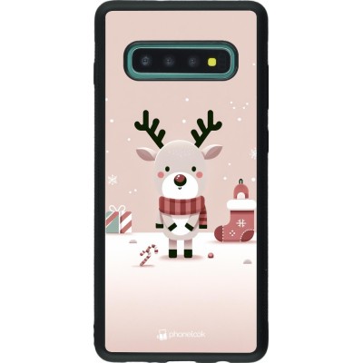 Coque Samsung Galaxy S10+ - Silicone rigide noir Noël 2023 Choupinette Renne