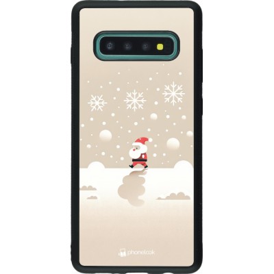 Coque Samsung Galaxy S10+ - Silicone rigide noir Noël 2023 Minimalist Santa