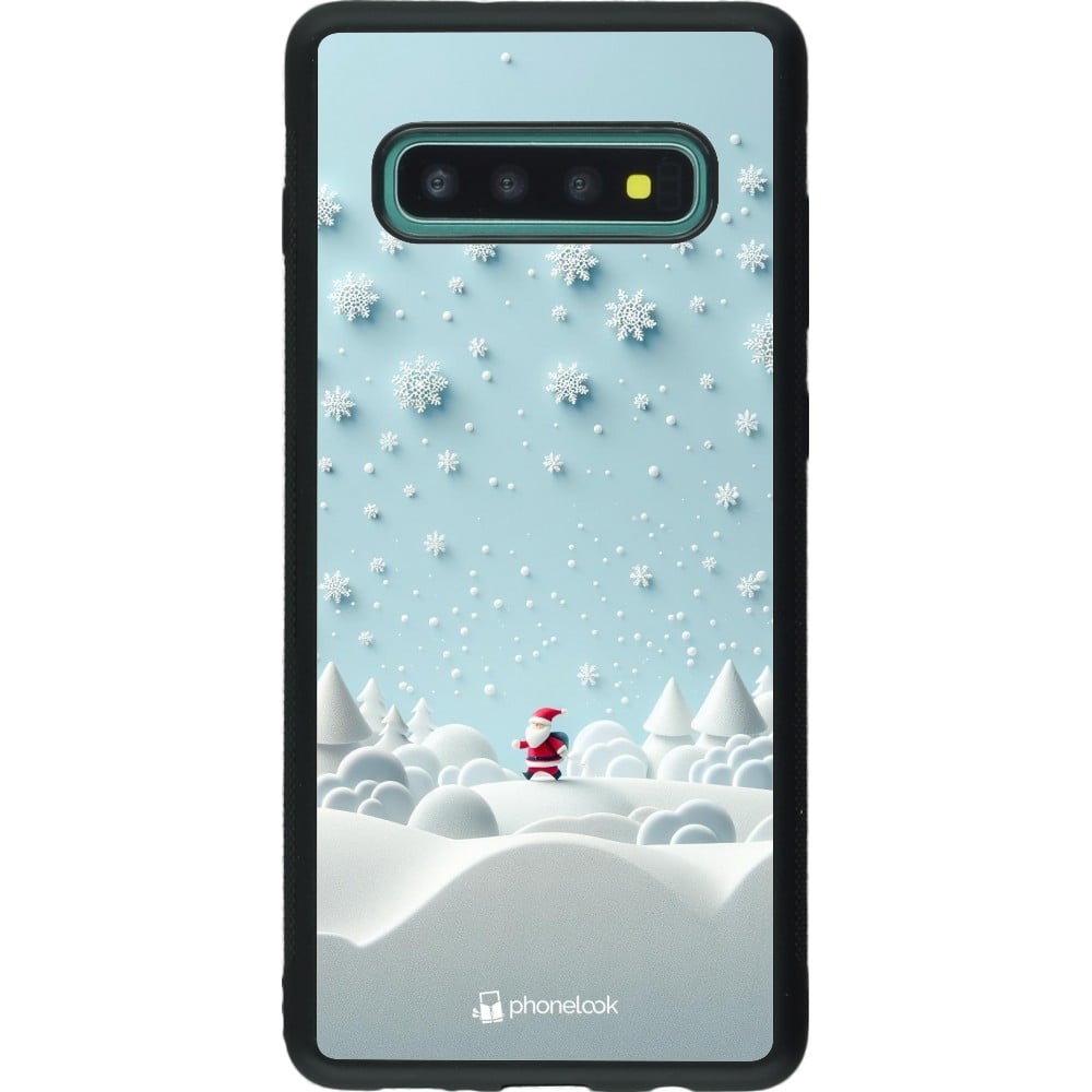 Coque Samsung Galaxy S10+ - Silicone rigide noir Noël 2023 Petit Père Flocon