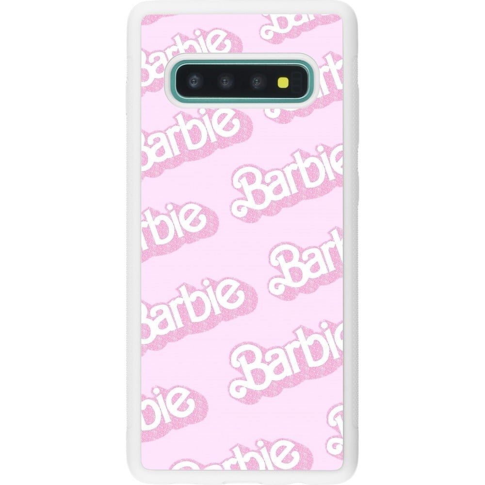 Coque Samsung Galaxy S10+ - Silicone rigide blanc Barbie light pink pattern