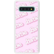 Coque Samsung Galaxy S10+ - Silicone rigide blanc Barbie light pink pattern