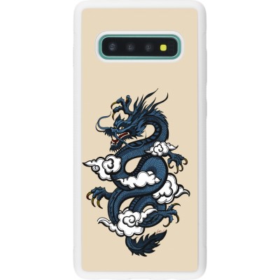 Coque Samsung Galaxy S10+ - Silicone rigide blanc Blue Dragon Tattoo