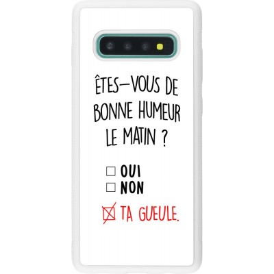 Coque Samsung Galaxy S10+ - Silicone rigide blanc Bonne humeur matin