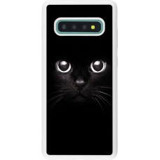 Coque Samsung Galaxy S10+ - Silicone rigide blanc Cat eyes