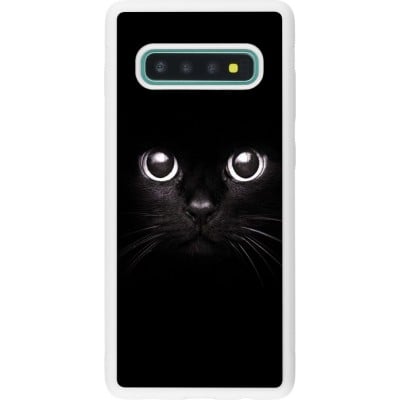 Coque Samsung Galaxy S10+ - Silicone rigide blanc Cat eyes