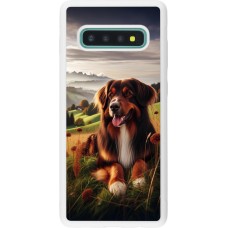 Coque Samsung Galaxy S10+ - Silicone rigide blanc Chien Campagne Suisse