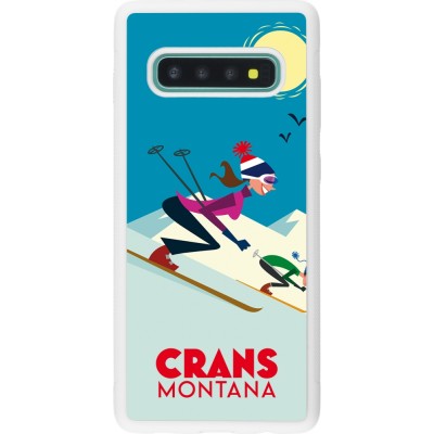 Coque Samsung Galaxy S10+ - Silicone rigide blanc Crans-Montana Ski Downhill