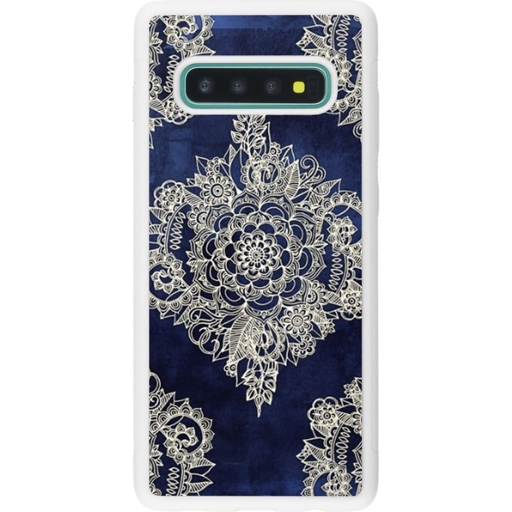 Coque Samsung Galaxy S10+ - Silicone rigide blanc Cream Flower Moroccan