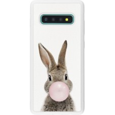 Coque Samsung Galaxy S10+ - Silicone rigide blanc Easter 2023 bubble gum bunny