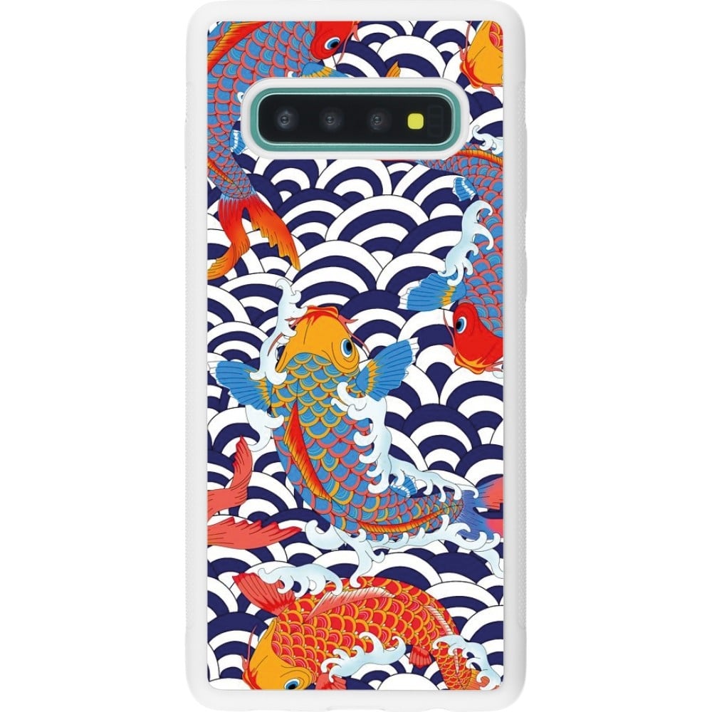 Coque Samsung Galaxy S10+ - Silicone rigide blanc Easter 2023 japanese fish