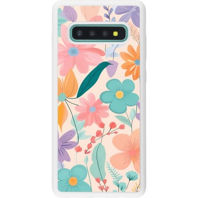 Coque Samsung Galaxy S10+ - Silicone rigide blanc Easter 2024 spring flowers