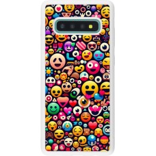 Coque Samsung Galaxy S10+ - Silicone rigide blanc Emoji Mix Color