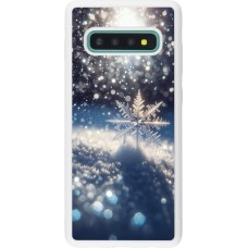 Coque Samsung Galaxy S10+ - Silicone rigide blanc Flocon Solaire Éclat