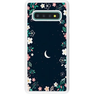 Coque Samsung Galaxy S10+ - Silicone rigide blanc Flowers space