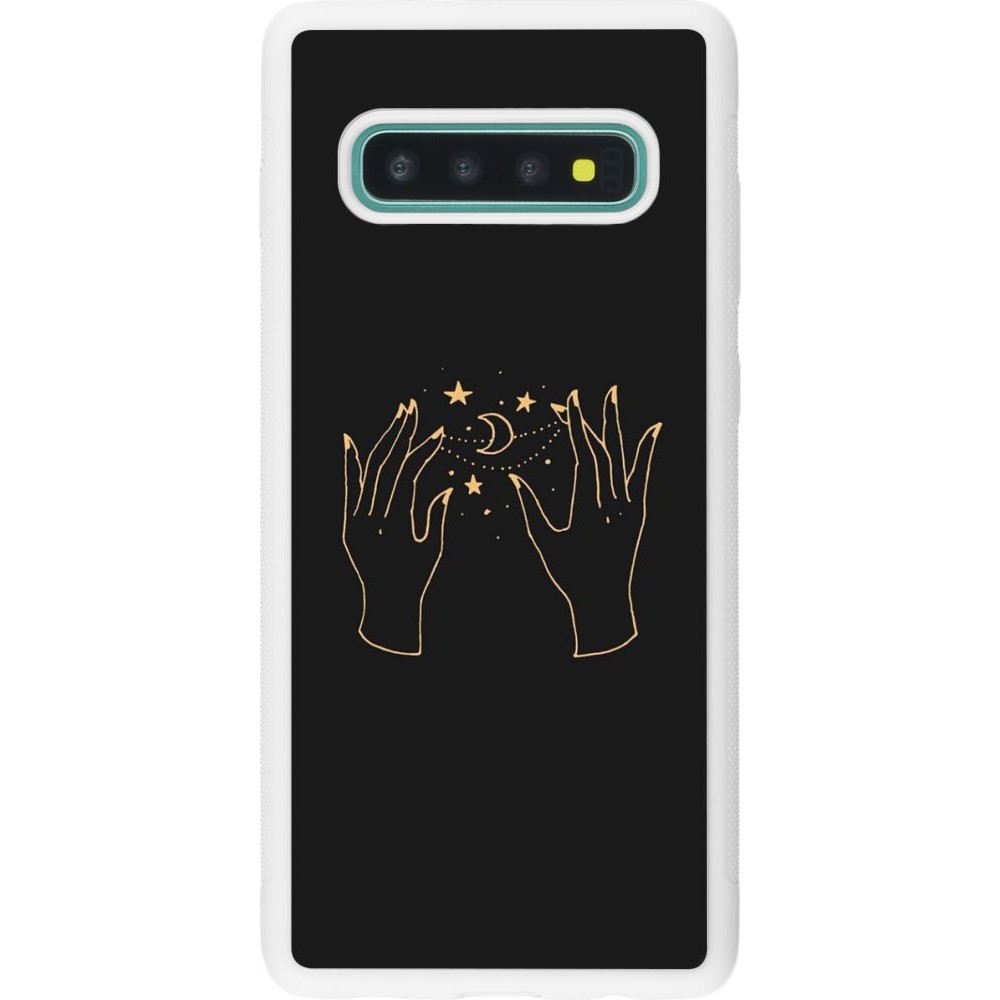 Coque Samsung Galaxy S10+ - Silicone rigide blanc Grey magic hands