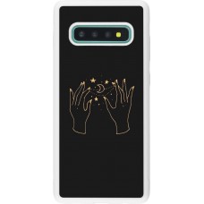 Coque Samsung Galaxy S10+ - Silicone rigide blanc Grey magic hands