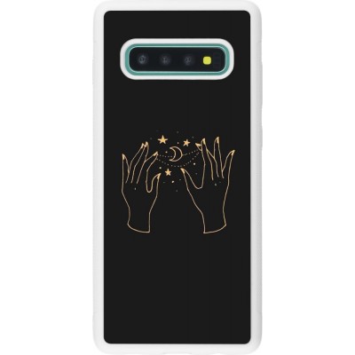 Coque Samsung Galaxy S10+ - Silicone rigide blanc Grey magic hands