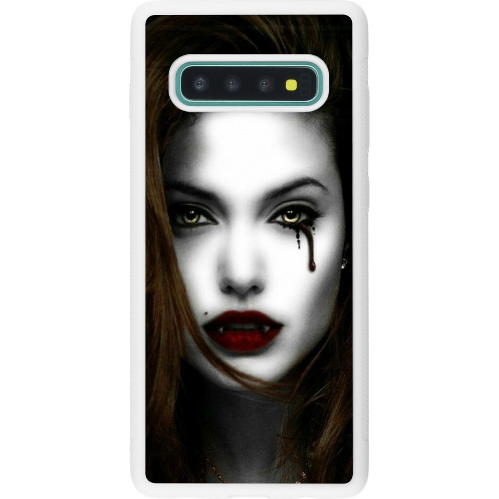 Coque Samsung Galaxy S10+ - Silicone rigide blanc Halloween 2023 gothic vampire